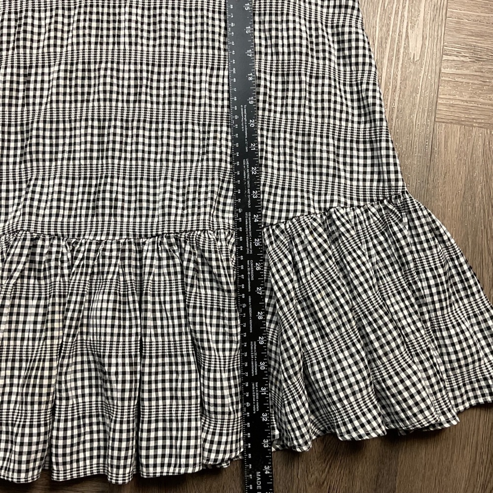 Calvin Klein Gingham Ruffle Hem Babydoll Dress Womens 14 Black White Cottagecore - Picture 8 of 8